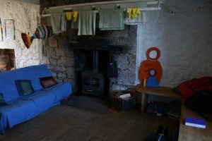 The common room.  Boris the Rusian Astronaut with his dog Sputnik are hanging out.