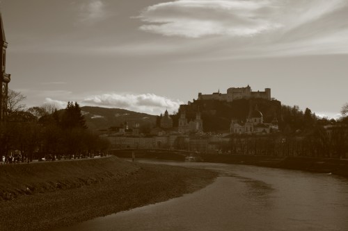 Hohensalzburg Fortress is what you see on top of the hill.