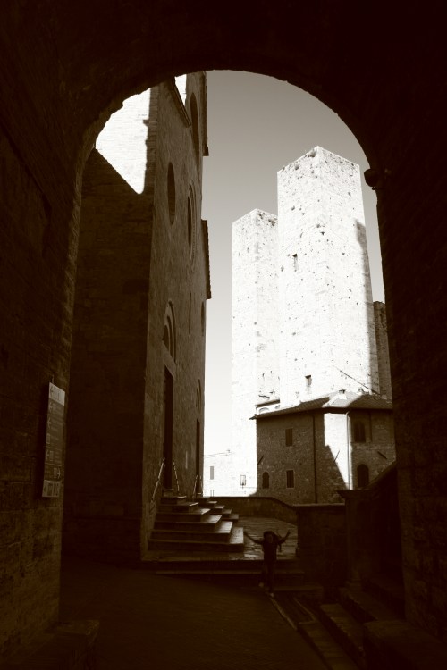 There were some girls playing tag.  I managed to catch one on film.  Unfortunately the picture is a little dark.  This was a tough shoot with the strong contrast of shade and the bright sky.