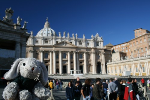 Snuggles outside St. Peter's Basilica.